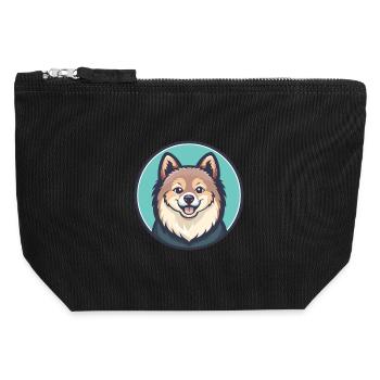 Spitz indien chien race dessin animé Kawaii Clipart animal de compagnie - Pochette zippée en toile 12 x 13 cm - noir - Devant