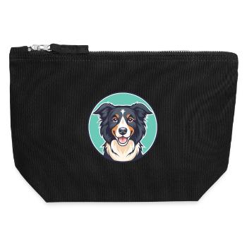 Picardy Sheepdog Dog Breed Cartoon Kawaii Clipart - Canvas Zip Pouch 12 x 13 cm - black - Front