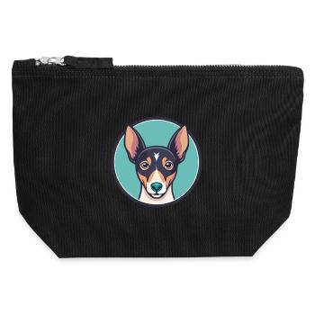 Ratonero Bodeguero Andaluz Dog Breed Funny Cartoon - Canvas Zip Pouch 12 x 13 cm - black - Front