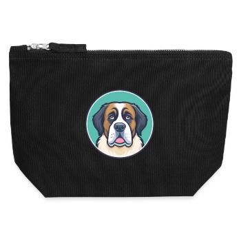 Saint Bernard Dog Breed Cartoon Kawaii Clipart Pet - Canvas Zip Pouch 12 x 13 cm - black - Front