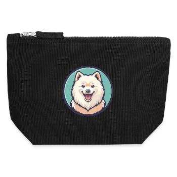 Samoyed Dog Breed Cartoon Character Kawaii Clipart - Canvas Zip Pouch 12 x 13 cm - black - Front