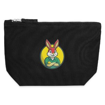 Lapin Mignon Kawaii Dessin animé Clipart Animal de compagnie - Pochette zippée en toile 12 x 13 cm - noir - Devant