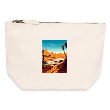 Sahara Désert Afrique Voyage Affiche Souvenir WPA - Pochette zippée en toile 12 x 13 cm - blanc naturel - Devant