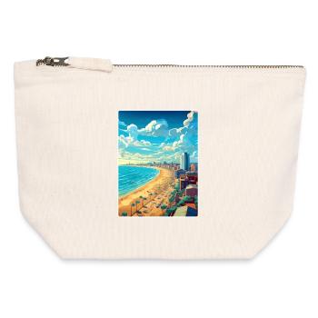 Mar del Plata Affiche de voyage Peinture Souvenir WPA - Pochette zippée en toile 12 x 13 cm - blanc naturel - Devant