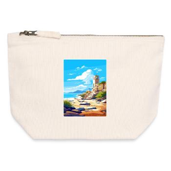 Délos Grèce Affiche de voyage Souvenir Carte Postale Peinture - Pochette zippée en toile 12 x 13 cm - blanc naturel - Devant