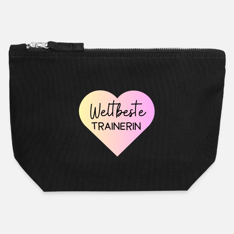 Weltbeste Trainerin! Personalisierbar - Canvas Reißverschluss-Täschchen (12 x 13 cm) - Schwarz