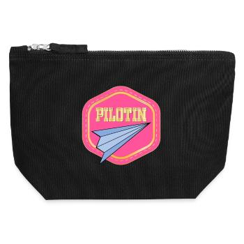 LUFTFAHRT PILOTIN - PAPIERFLIEGER - Canvas Reißverschluss-Täschchen (12 x 13 cm) - Schwarz - Vorne