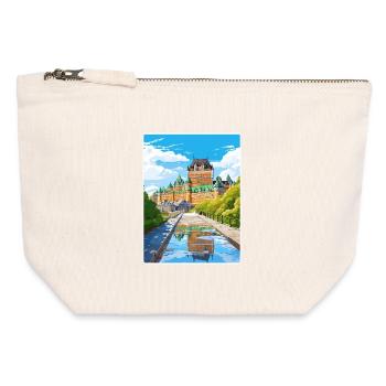 Québec Canada Affiche de voyage Peinture Souvenir WP - Pochette zippée en toile 12 x 13 cm - blanc naturel - Devant