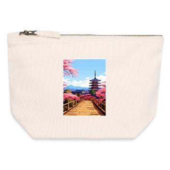 Kyoto Japon Affiche de voyage Souvenir Carte Postale Peinture - Pochette zippée en toile 12 x 13 cm - blanc naturel - Devant