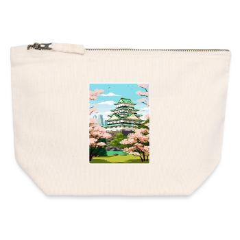 Osaka Japon Voyage Affiche Souvenir Carte Postale Peinture - Pochette zippée en toile 12 x 13 cm - blanc naturel - Devant