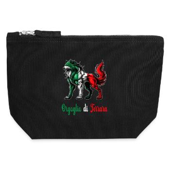 Der stolz von Ferrara Italien Flagge - Canvas Reißverschluss-Täschchen (12 x 13 cm) - Schwarz - Vorne