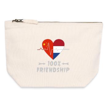 China and the Netherlands 100% friendship - Canvas Zip Pouch 12 x 13 cm - nature - Front