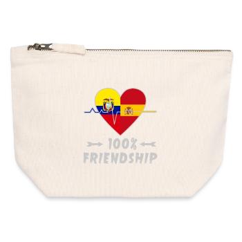 Ecuador und Spanien 100% Freundschaft - Canvas Reißverschluss-Täschchen (12 x 13 cm) - Naturweiß - Vorne