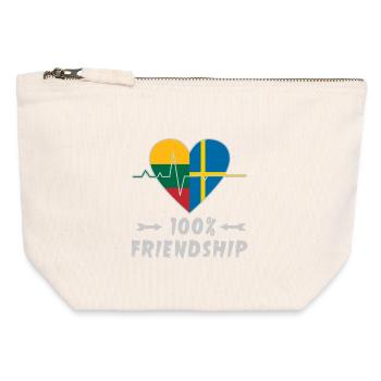 Lithuania and Sweden 100% friendship - Canvas Zip Pouch 12 x 13 cm - nature - Front
