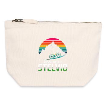 Passo delle Stelvio Cycling Design - Pochette zippée en toile 12 x 13 cm - blanc naturel - Devant