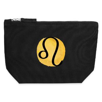 Signe du zodiaque Lion - Pochette zippée en toile 12 x 13 cm - noir - Devant