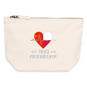 China and Poland 100% friendship - Canvas Zip Pouch 12 x 13 cm - nature - Front