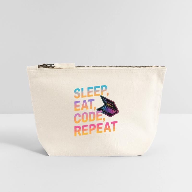 Dormir, manger, coder, répéter Pochette zippée en toile 12 x 13 cm