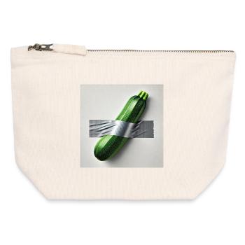 Zucchini, eingerahmt von einem Band - Canvas Reißverschluss-Täschchen (12 x 13 cm) - Naturweiß - Vorne