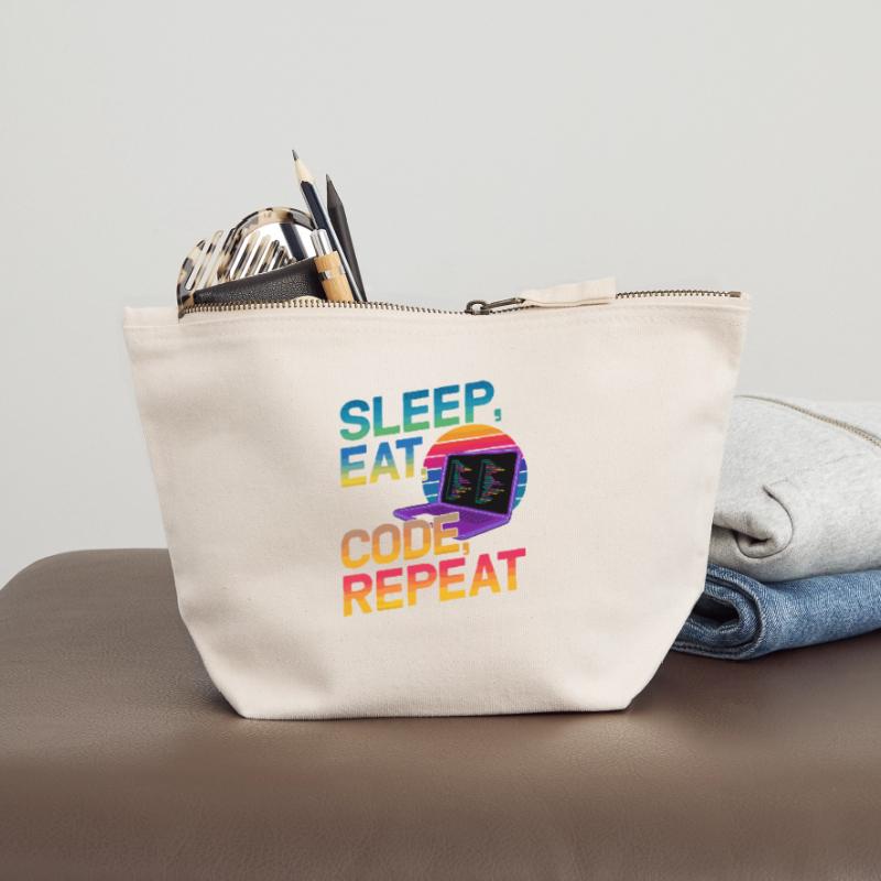 Sleep Eat Code Repeat Gift pour Coder Pochette zippée en toile 12 x 13 cm