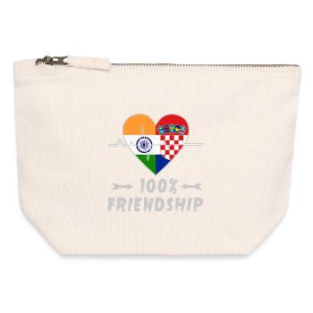India and Croatia 100% friendship - Canvas Zip Pouch 12 x 13 cm - nature - Front