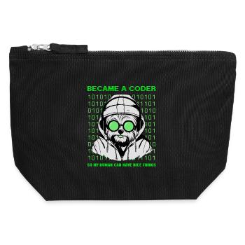 Became a Coder – Hacker Dog Binary Look - Canvas Reißverschluss-Täschchen (12 x 13 cm) - Schwarz - Vorne