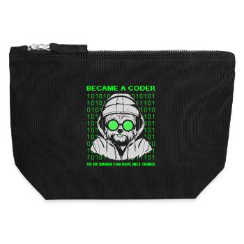 Became a Coder – Cyber Dog Binary - Canvas Reißverschluss-Täschchen (12 x 13 cm) - Schwarz - Vorne