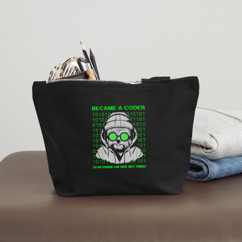 Devenu codeur – Cyber Dog Binary Pochette zippée en toile 12 x 13 cm