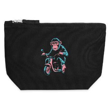 Affe auf dem Roller – Retro Streetstyle - Canvas Reißverschluss-Täschchen (12 x 13 cm) - Schwarz - Vorne