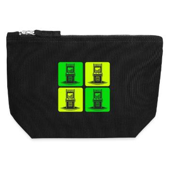 Machines de jeux rétro des années 80 - Pochette zippée en toile 12 x 13 cm - noir - Devant