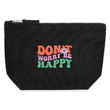 Ne vous inquiétez pas, heureux - Pochette zippée en toile 12 x 13 cm - noir - Devant
