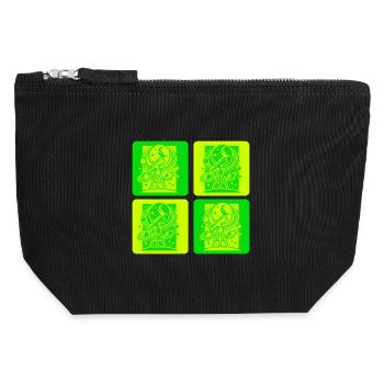Design rétro d’astronomie - Pochette zippée en toile 12 x 13 cm - noir - Devant