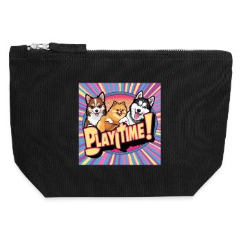 Chiens de bande dessinée - Temps de jeu - Pochette zippée en toile 12 x 13 cm - noir - Devant