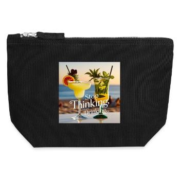 Cocktails mit Humorvollen Text - Canvas Reißverschluss-Täschchen (12 x 13 cm) - Schwarz - Vorne