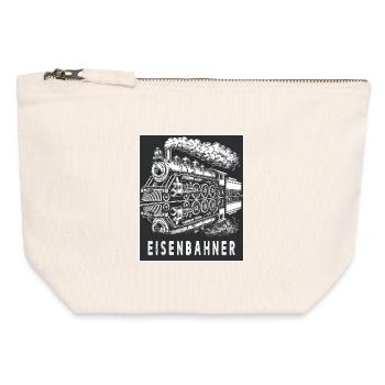 Locomotive à vapeur cheminot Retro - Pochette zippée en toile 12 x 13 cm - blanc naturel - Devant