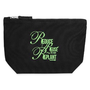 Eco Message – Reduce Reuse Replant - Canvas Reißverschluss-Täschchen (12 x 13 cm) - Schwarz - Vorne
