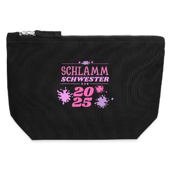 Schlamm Schwester 2025 muddy run Matsch Lauf Motto - Canvas Reißverschluss-Täschchen (12 x 13 cm) - Schwarz - Vorne