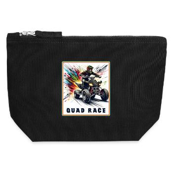 Course de quad – Explosion de vitesse - Pochette zippée en toile 12 x 13 cm - noir - Devant