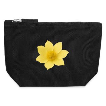 Yellow flower with soft petals - Canvas Zip Pouch 12 x 13 cm - black - Front