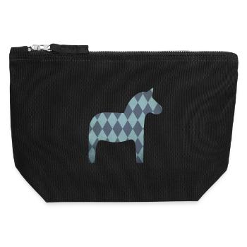 Dala Horse Diamond Pattern Scandinavian Decoration Kids - Canvas Zip Pouch 12 x 13 cm - black - Front