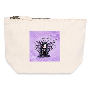 Vampir Fee Mädchen auf dunklem Baum - Canvas Reißverschluss-Täschchen (12 x 13 cm) - Naturweiß - Vorne