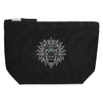 Lion Tribal Blue Eyes - Canvas Zip Pouch 12 x 13 cm - black - Front