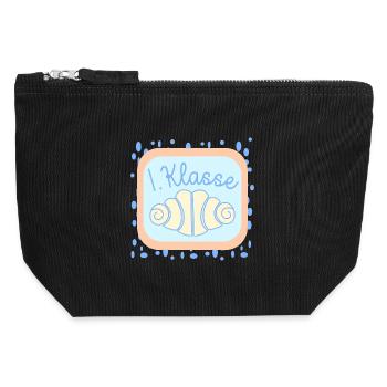 Franzbrötchen Schulkind 1. Klasse - Canvas Reißverschluss-Täschchen (12 x 13 cm) - Schwarz - Vorne