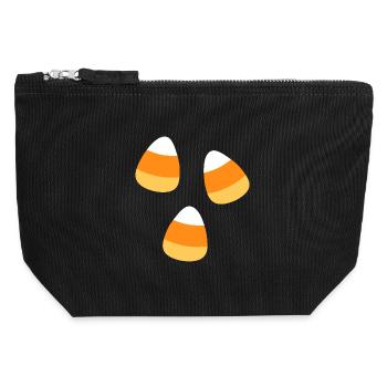 Candy Corn Halloween Pattern - Canvas Zip Pouch 12 x 13 cm - black - Front