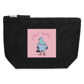 City pigeon illustration design - Canvas Zip Pouch 12 x 13 cm - black - Front