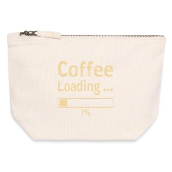 Coffee Loading Spruch Zitat - Canvas Reißverschluss-Täschchen (12 x 13 cm) - Naturweiß - Vorne