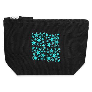Motif étoile turquoise - Pochette zippée en toile 12 x 13 cm - noir - Devant