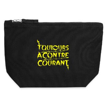 ALWAYS GOING AGAINST THE GRAIN! - Canvas Zip Pouch 12 x 13 cm - black - Front
