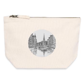Hamburger Speicherstadt – Klassische Bleistiftzeic - Canvas Reißverschluss-Täschchen (12 x 13 cm) - Naturweiß - Vorne