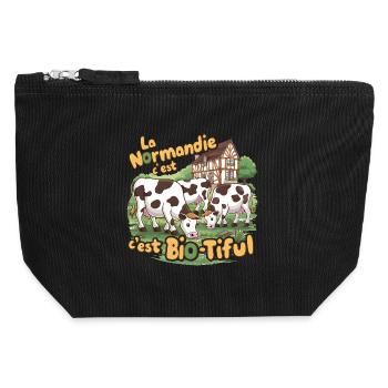 Normandy is Bio-tiful Humorous Gift - Canvas Zip Pouch 12 x 13 cm - black - Front